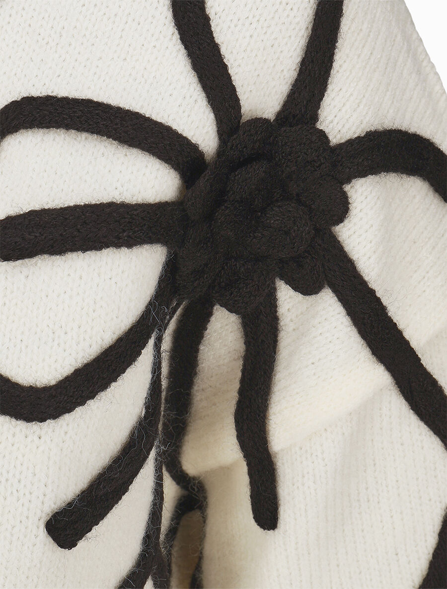 Pull en maille broderie fleurs - Crème - 3