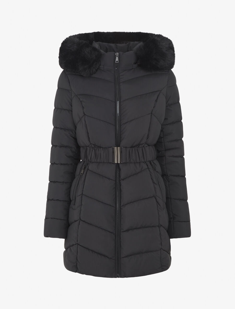 Doudoune Avec Ceinture GUESS Rose Clair - Veste à Capuche Taille S, Occasion Très Bon état