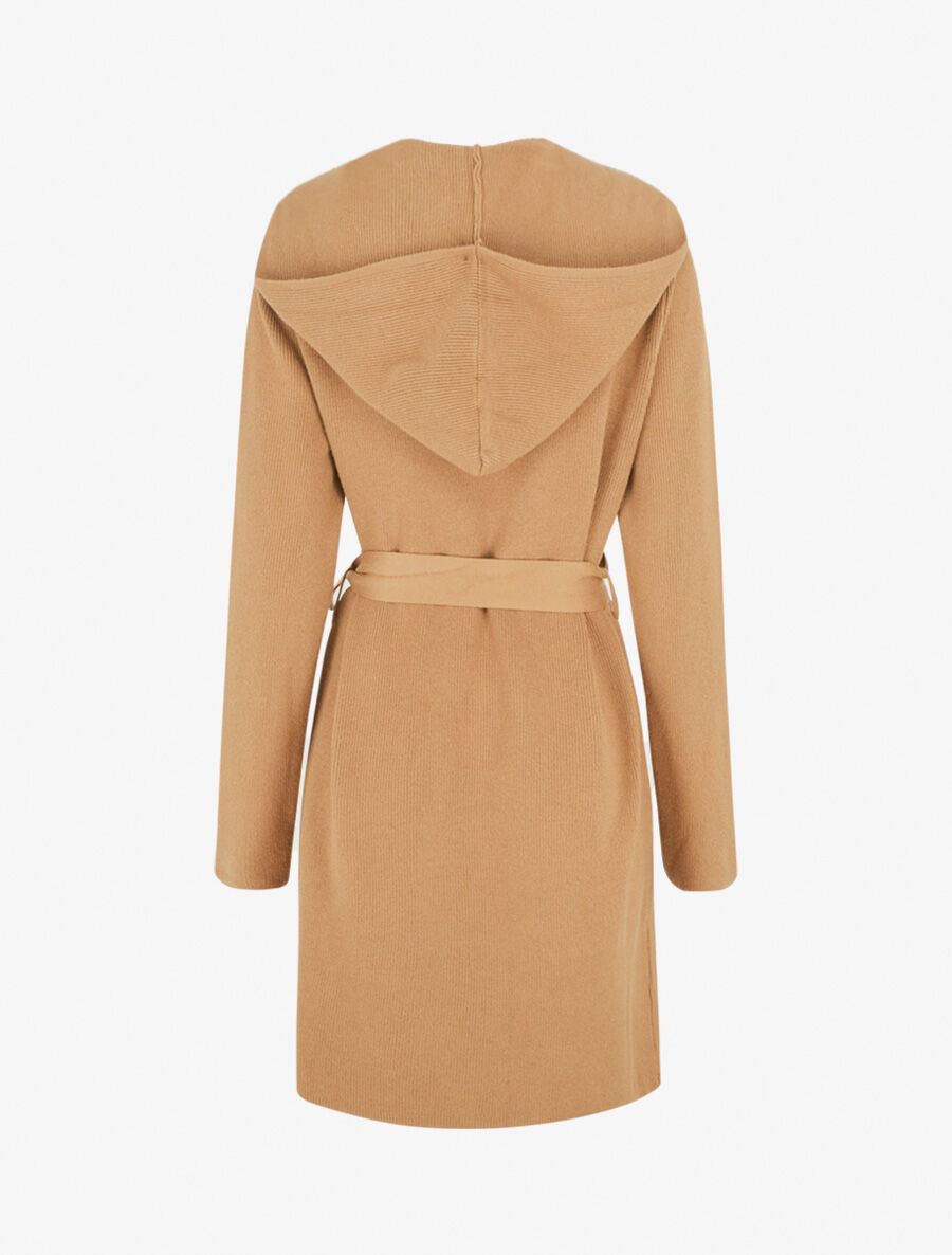 Gilet long côtelé à capuche - Camel - 2