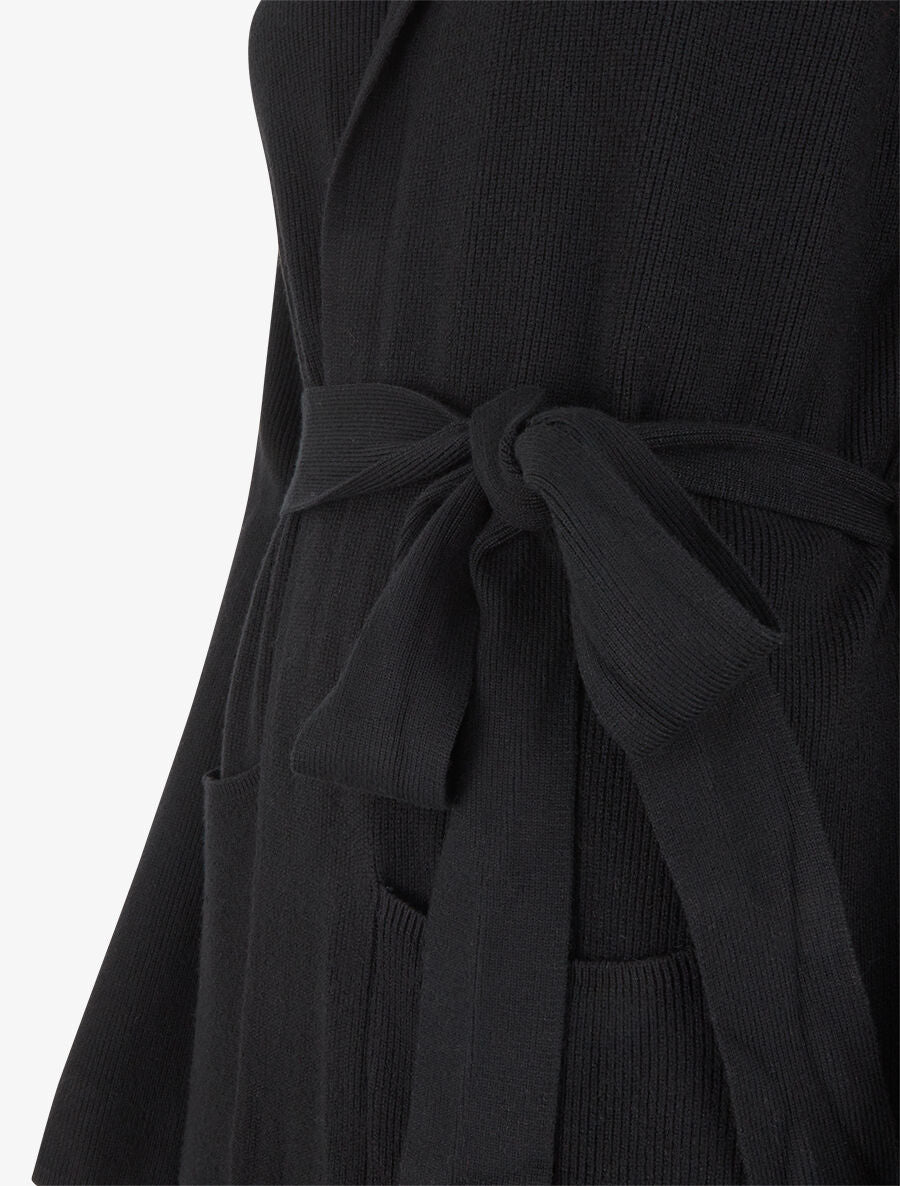 Gilet long côtelé à capuche - Noir - 3