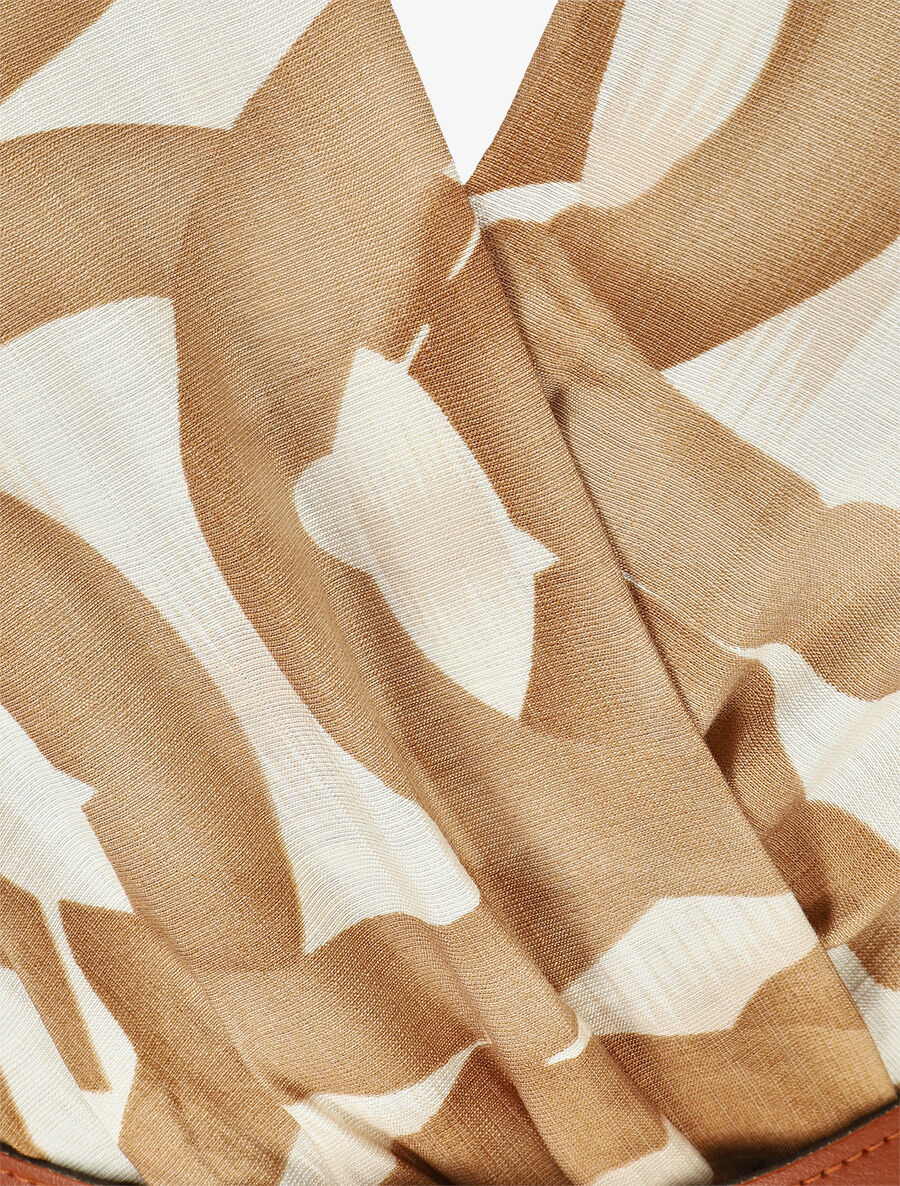 Robe longue sans manches à imprimé graphique - Camel - 3