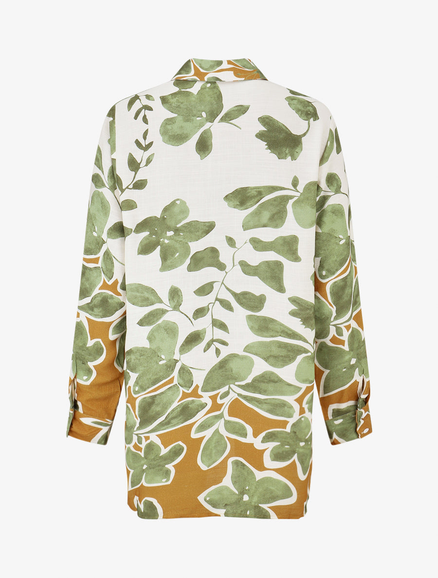 Chemise ample manches longues imprimé floral - Vert - 2