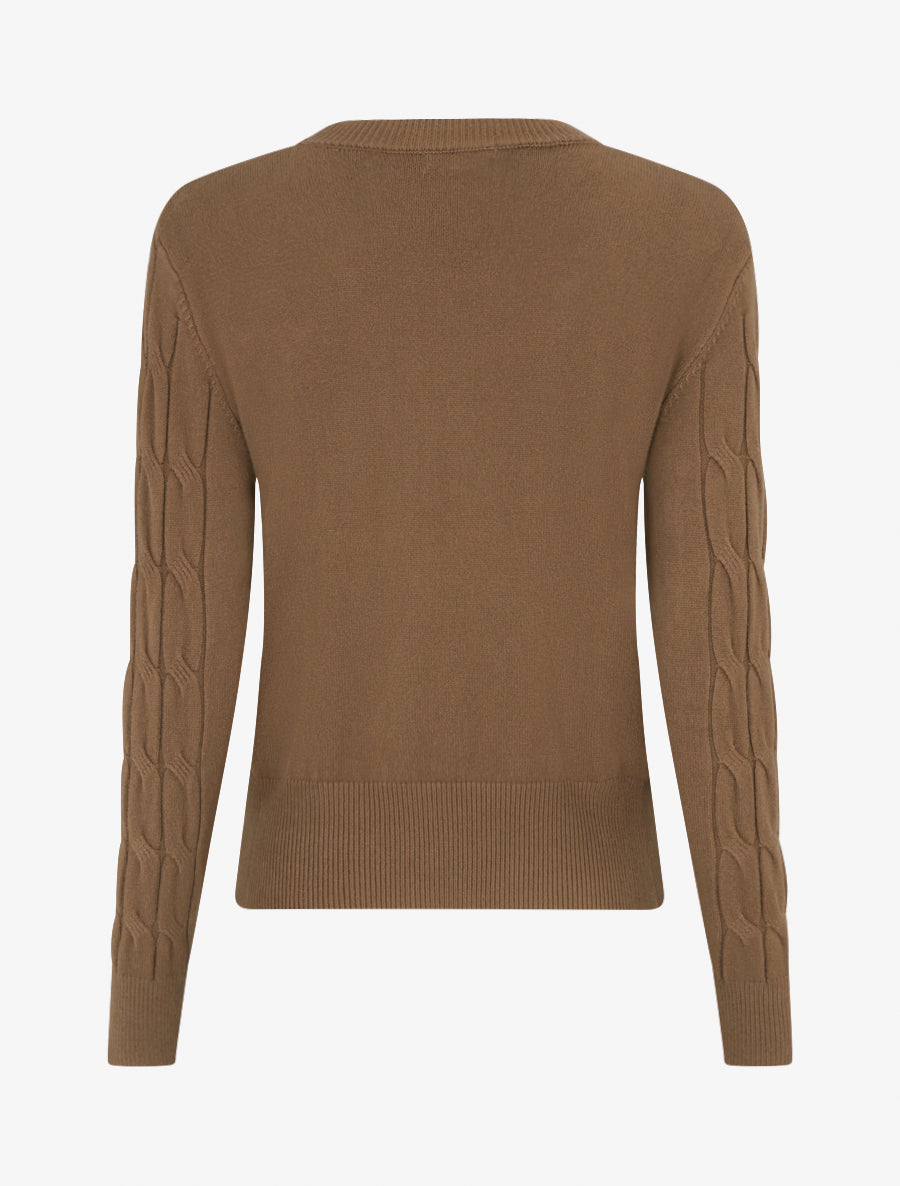 Pull droit en maille tressée - Taupe - 2