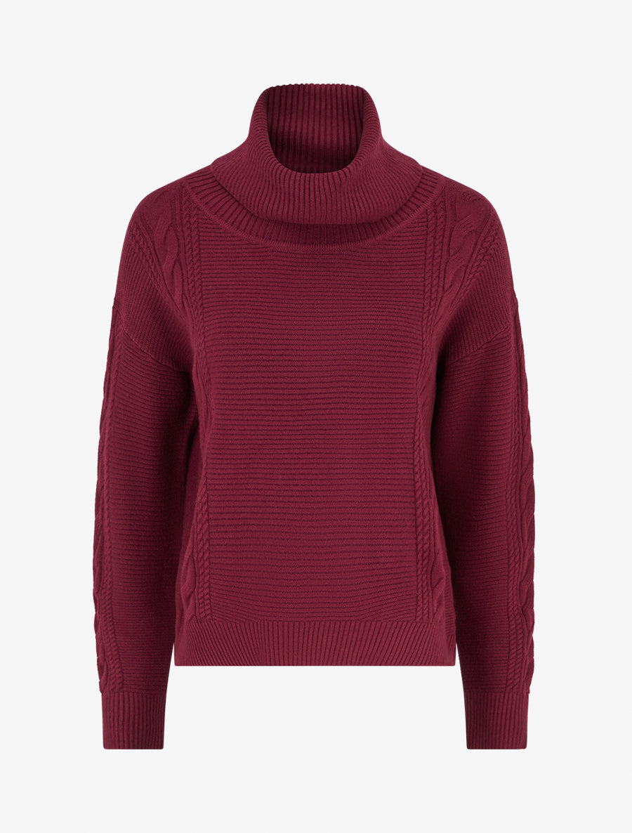 Pull droit à col roulé - Lie de vin - 1