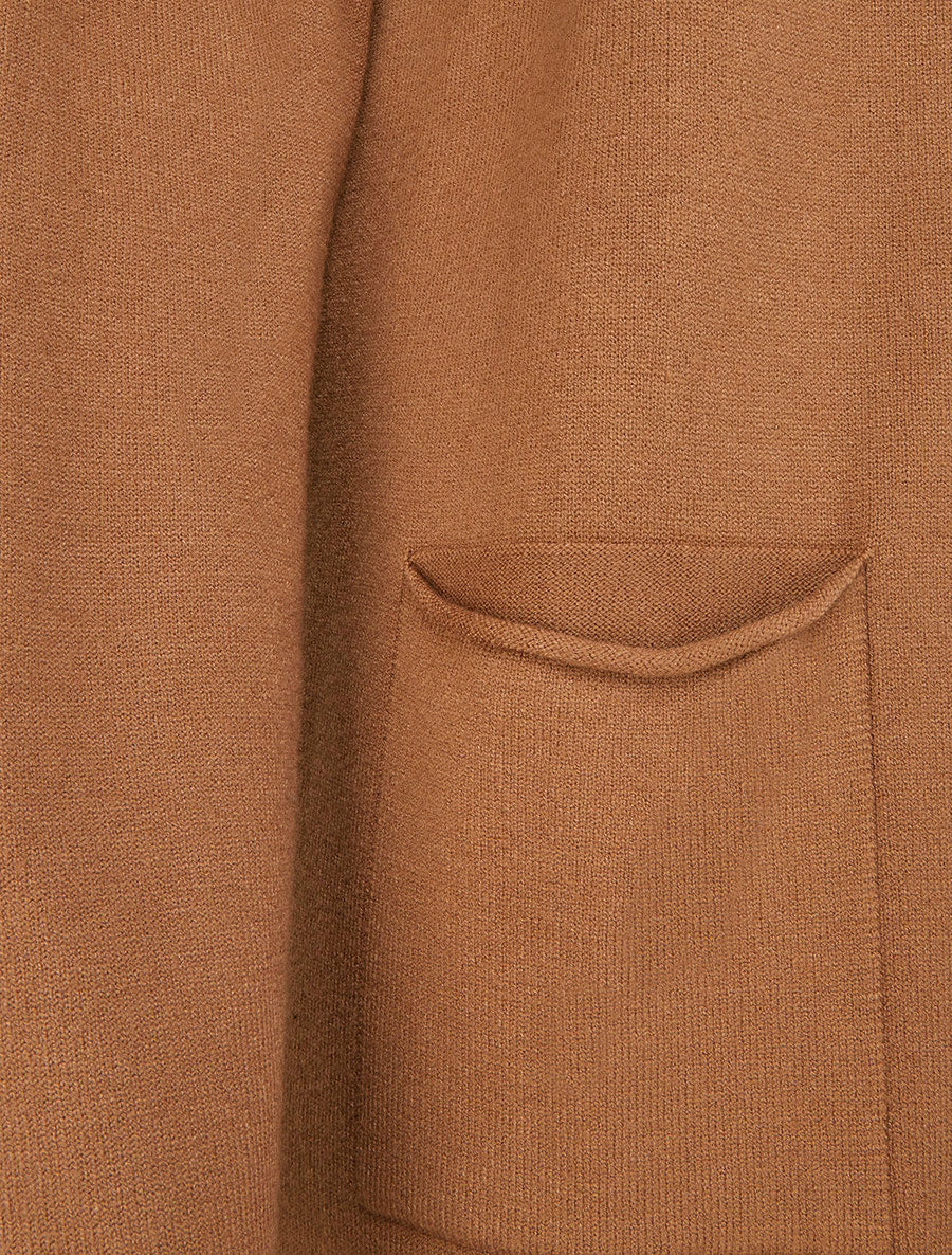 Gilet long uni à cordons de serrage au dos - Camel - 3