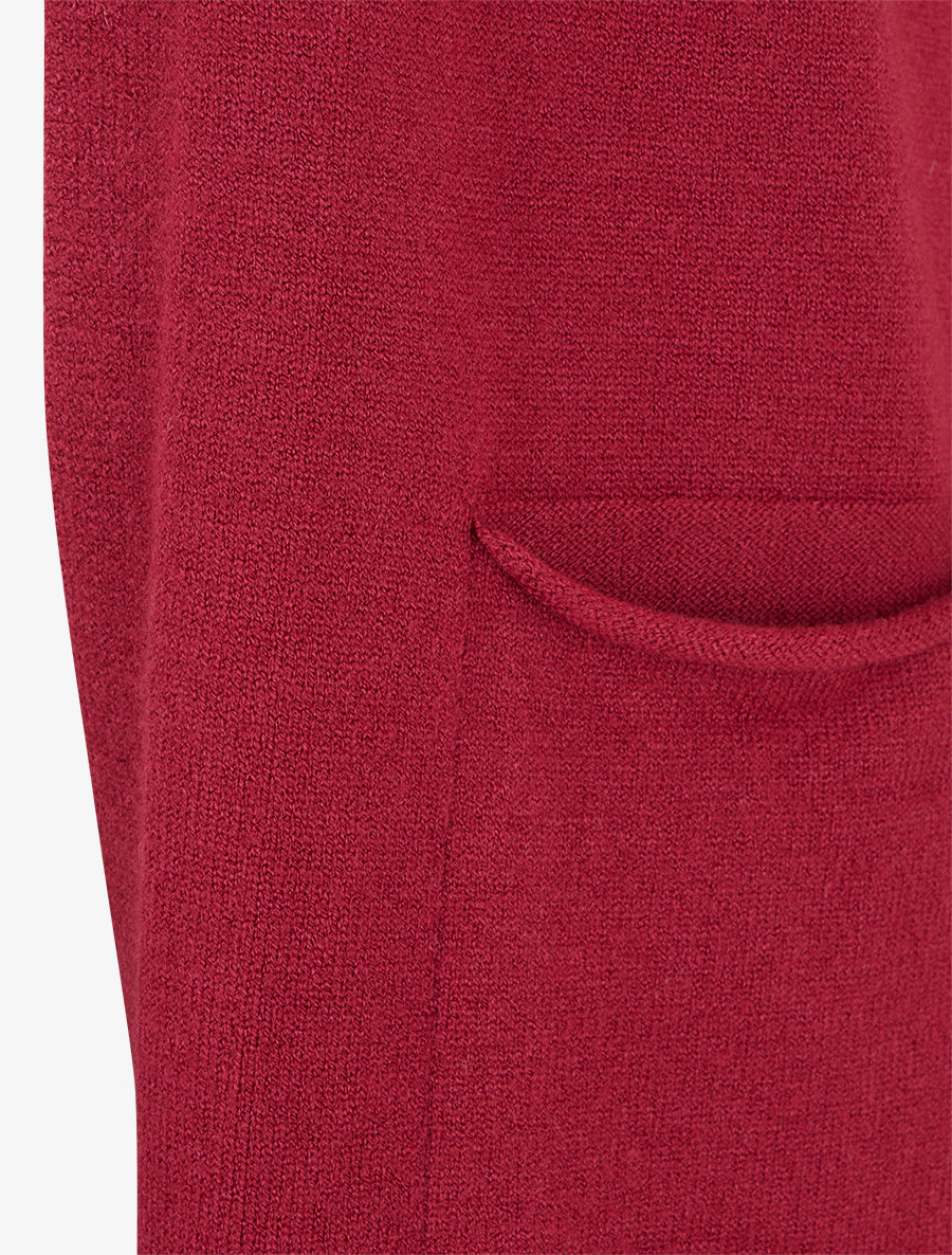 Gilet long uni à cordons de serrage au dos - Bordeaux - 3