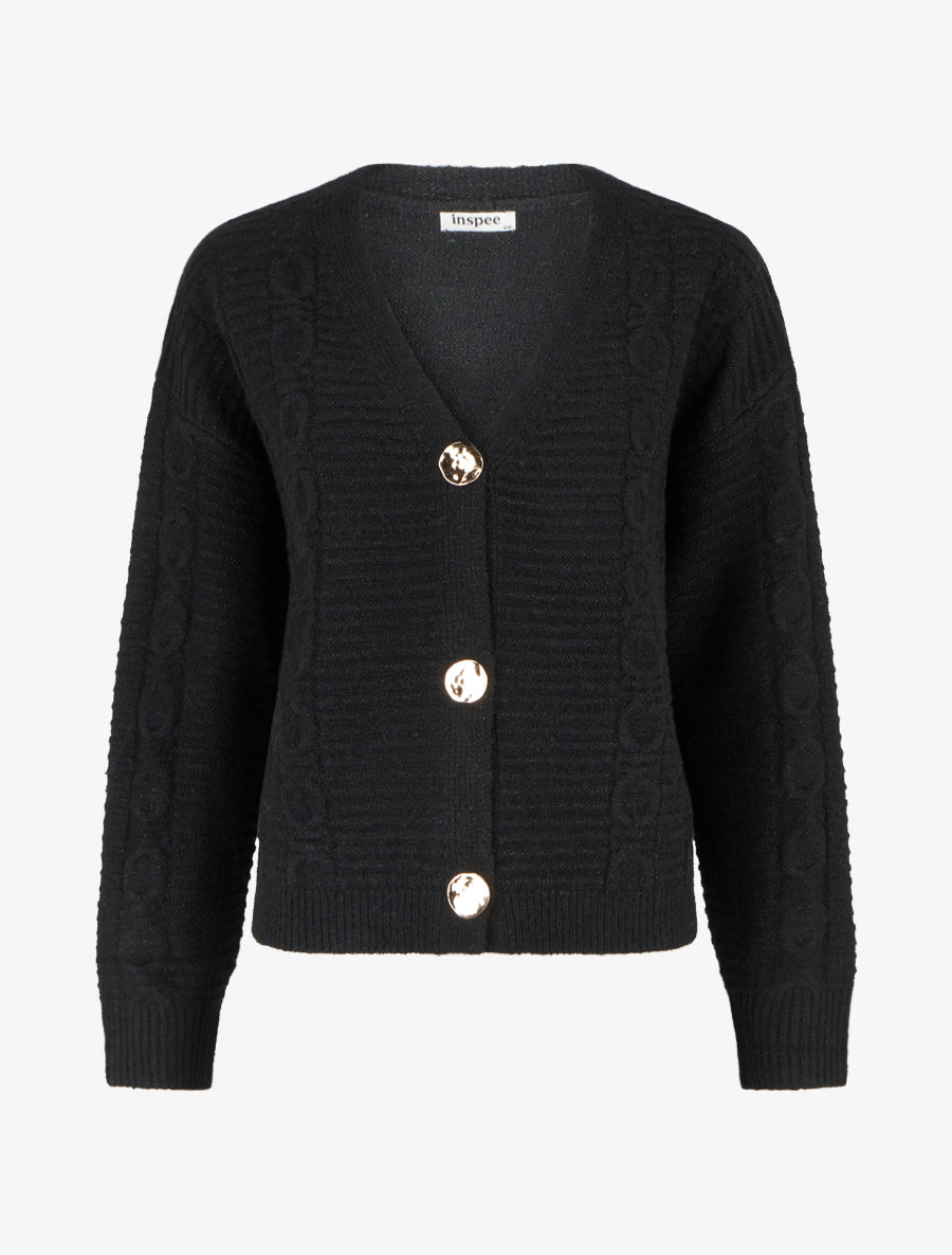 Gilet irisé à boutons métalliques - Noir - 1