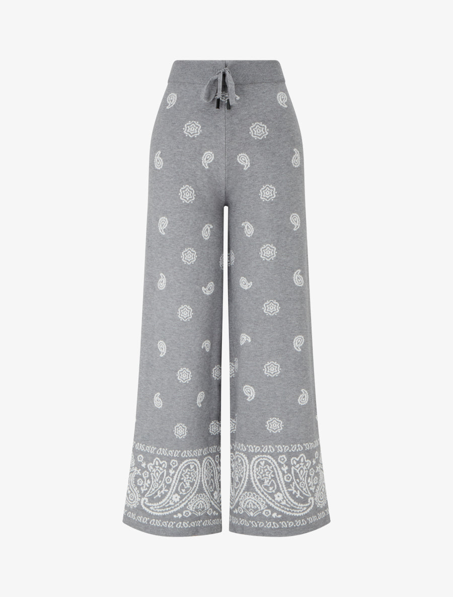 Pantalon en maille à imprimé ikat - Gris - 1
