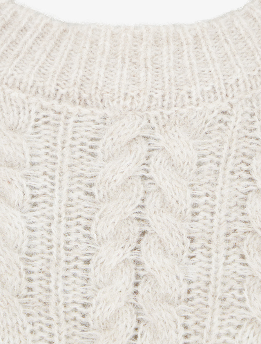 Pull droit à col rond en maille stylisée - Beige - 3