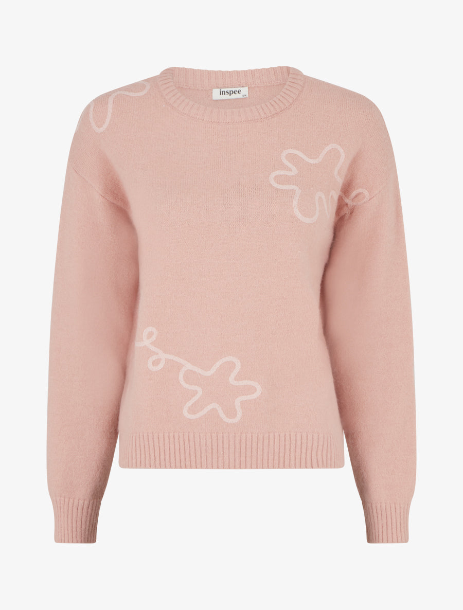 Pull uni à motif fantaisie - Rose - 1