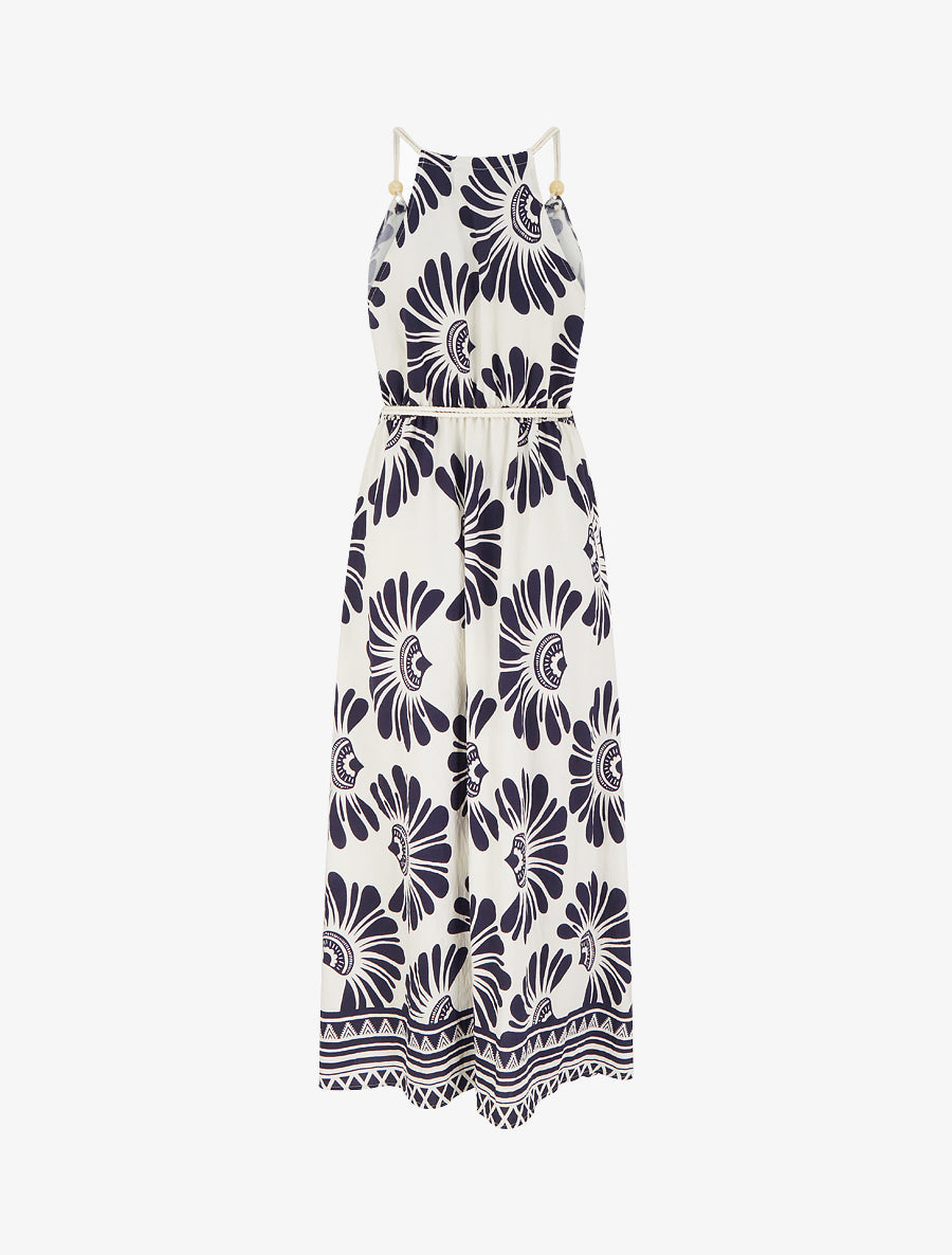 Robe imprimé fantaisie à bretelles en cordelettes - Marine - 2