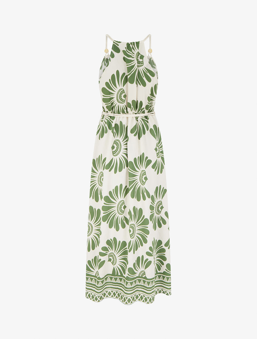 Robe imprimé fantaisie à bretelles en cordelettes - Kaki - 2