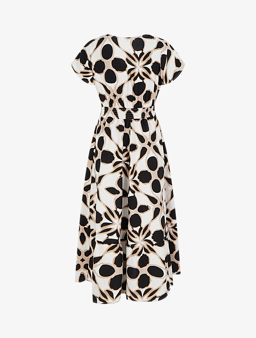 Robe à imprimé fantaisie et col en crochet - Noir - 2