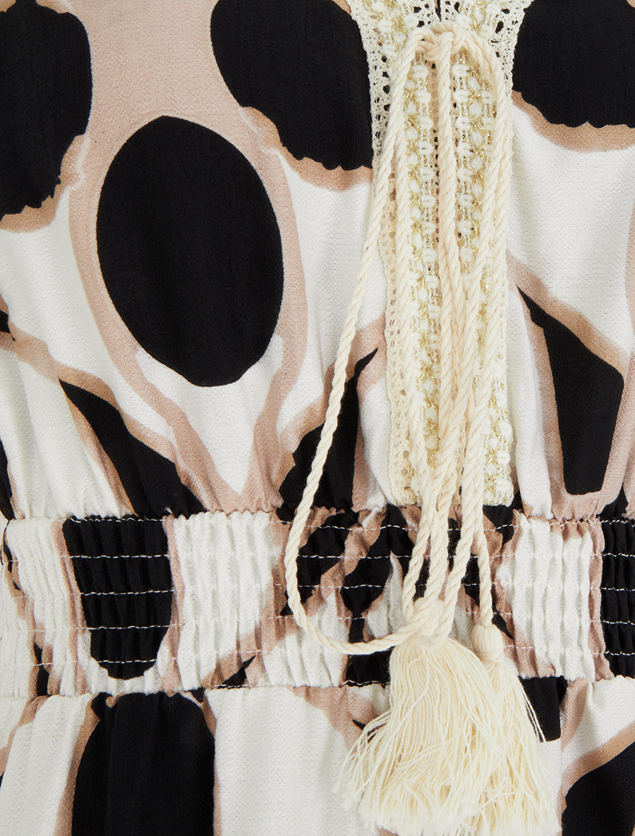 Robe à imprimé fantaisie et col en crochet - Noir - 3