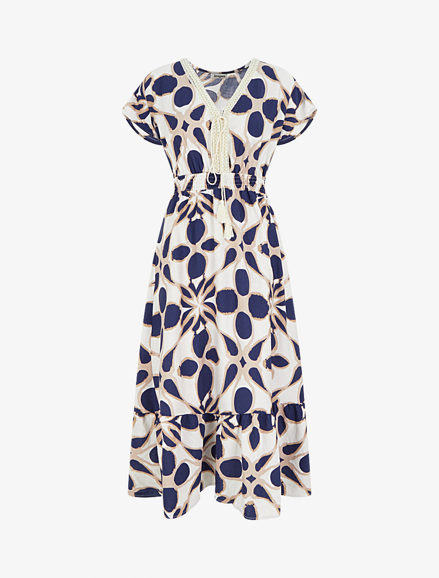 Robe Fleurie Marine Miss Selfridge - Taille 10, Style Fit & Flare, Genou - Très Bon état