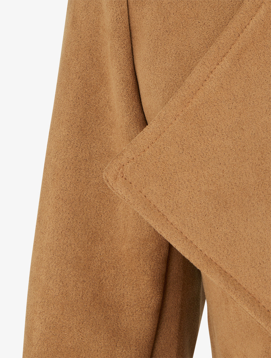 Veste en suédine col droit à rabat - Camel