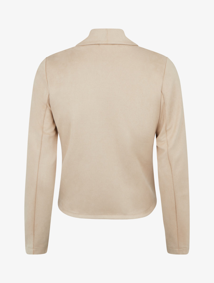 Veste en suédine droite zippée - Beige