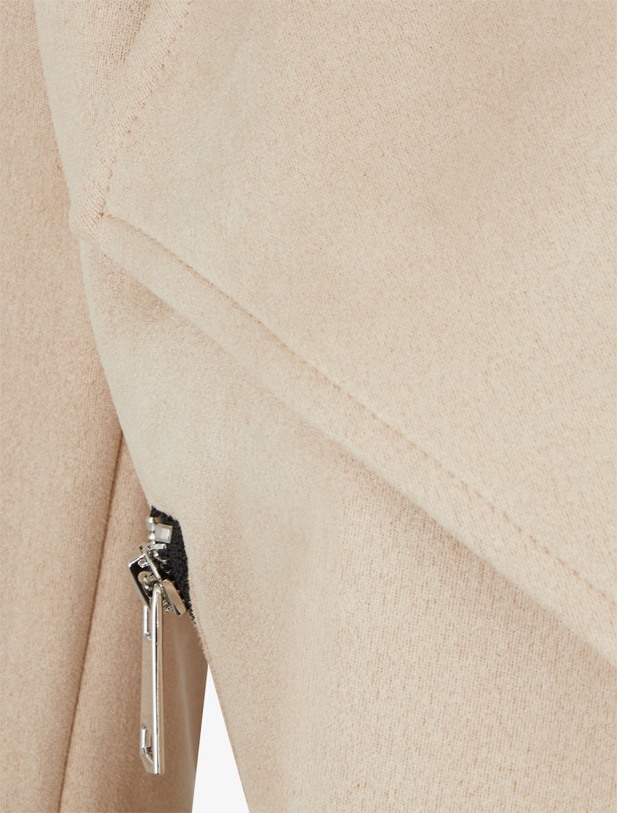 Veste en suédine droite zippée - Beige