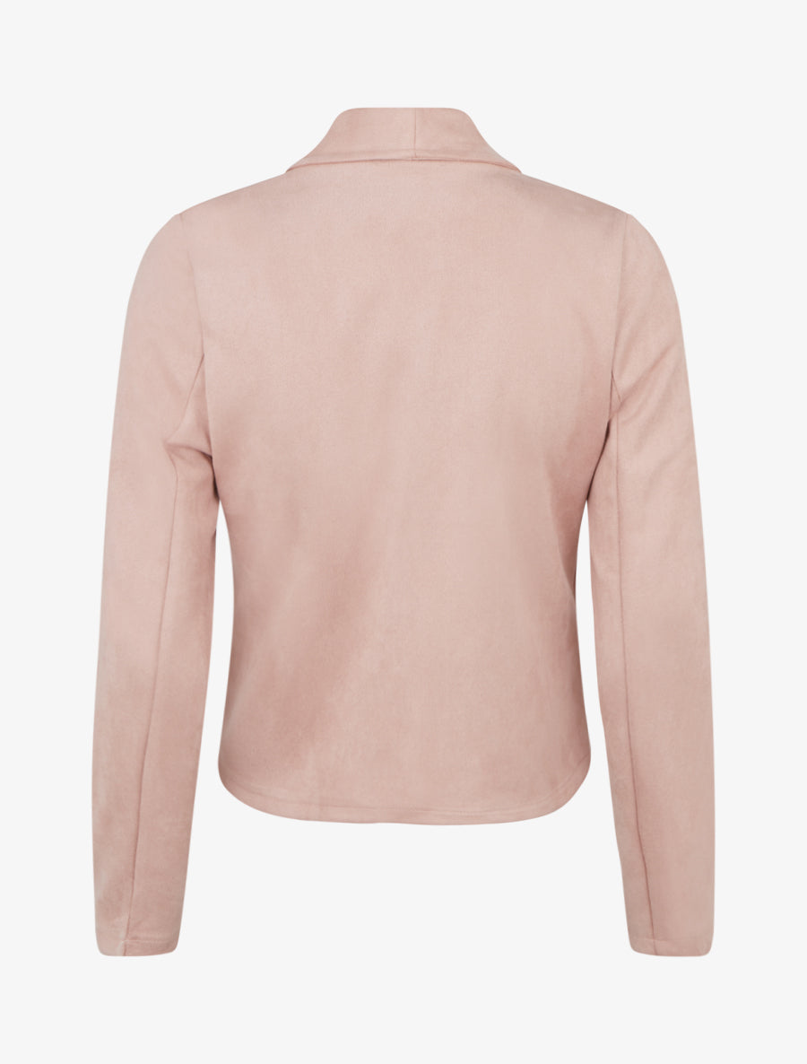 Veste droite en suédine zippée - Rose