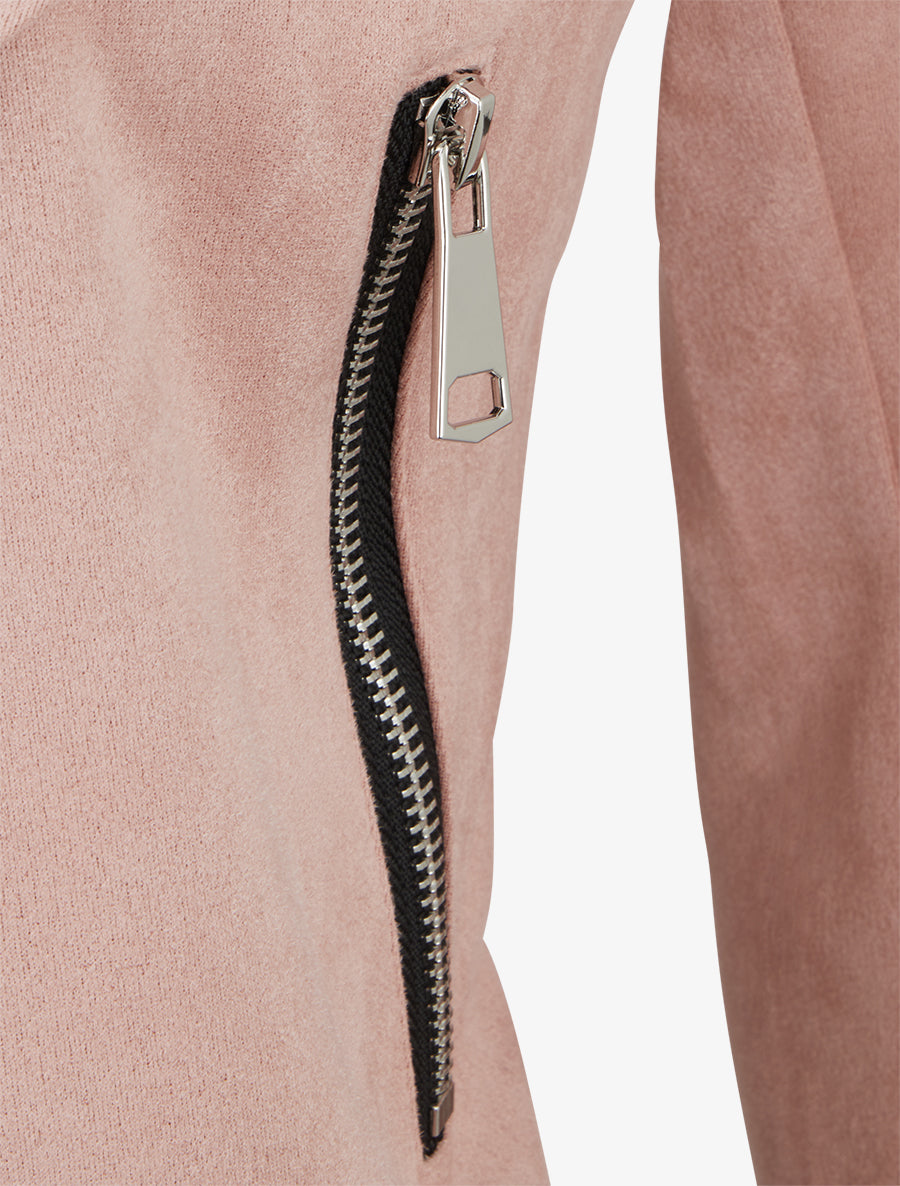 Veste droite en suédine zippée - Rose