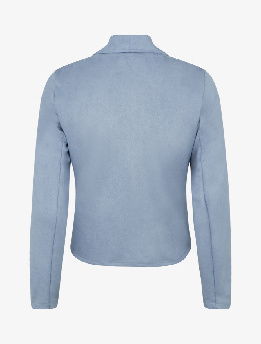 Veste droite en suédine à poches - Bleu ciel