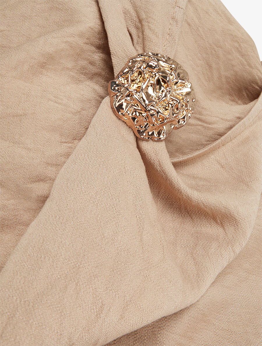 Robe longue sans manches à effet drapé - Beige foncé - 3