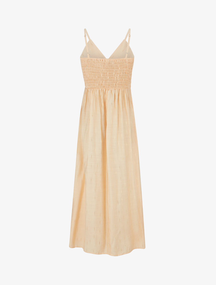 Robe élastiquée unie à détail irisé - Rose saumon - 2