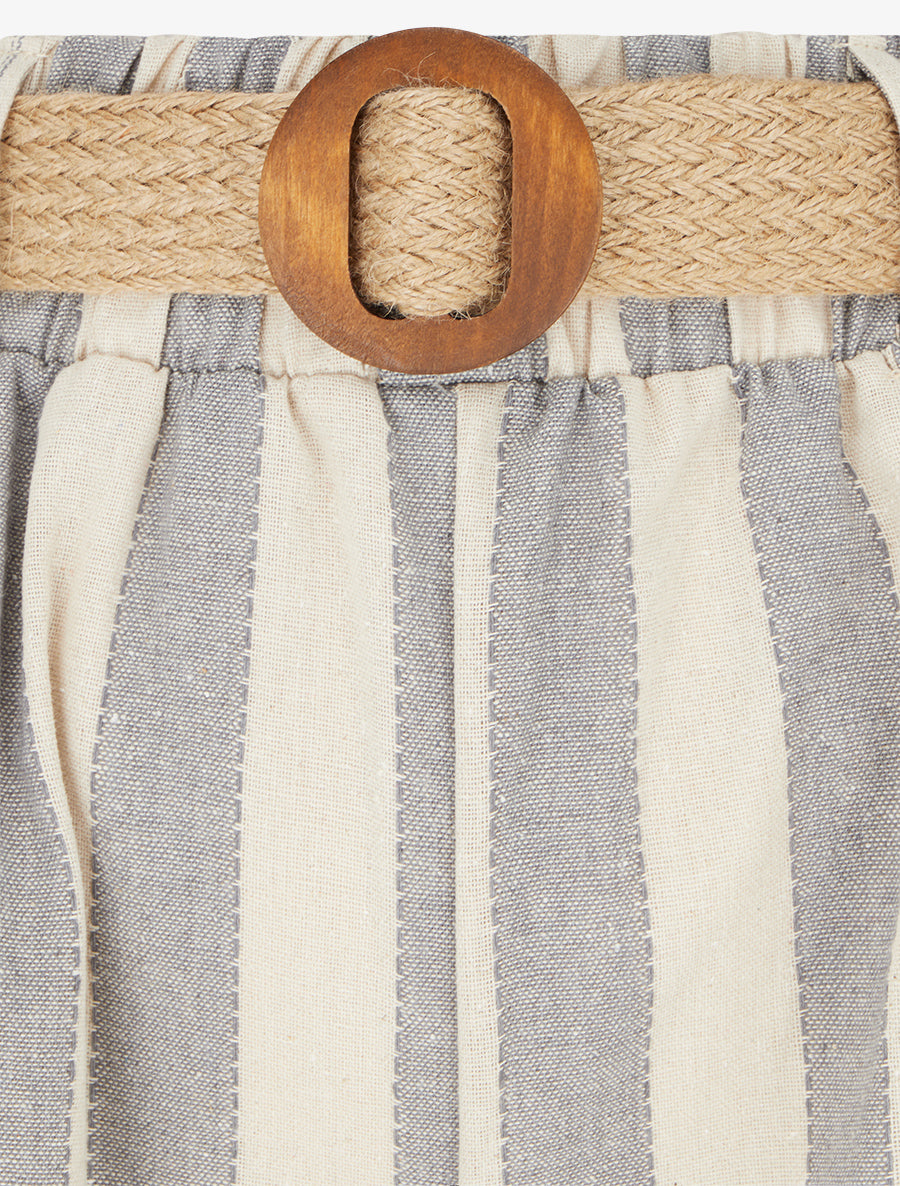 Pantalon élastiqué à imprimé rayures - Gris - 3