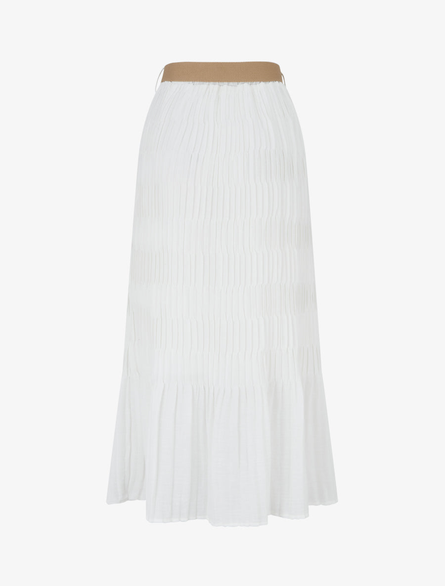 Jupe longue plissée à taille élastiquée - Blanc - 2