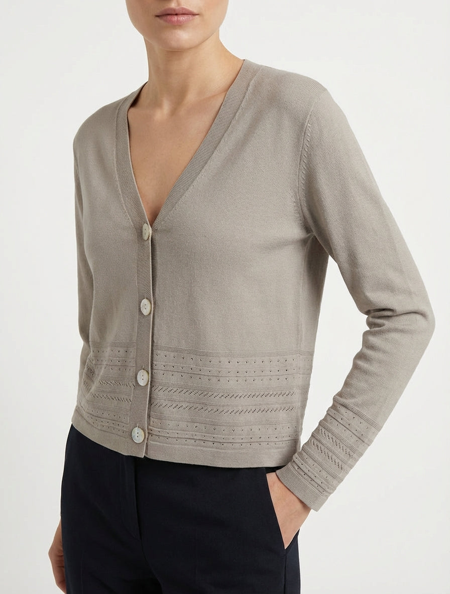 Gilet fin à col V - Taupe