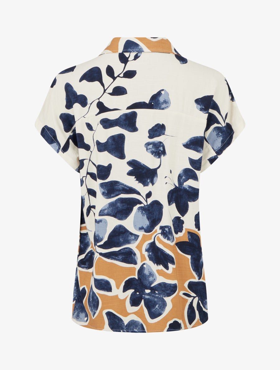 Chemise ample manches courtes imprimé floral - Marine - 2