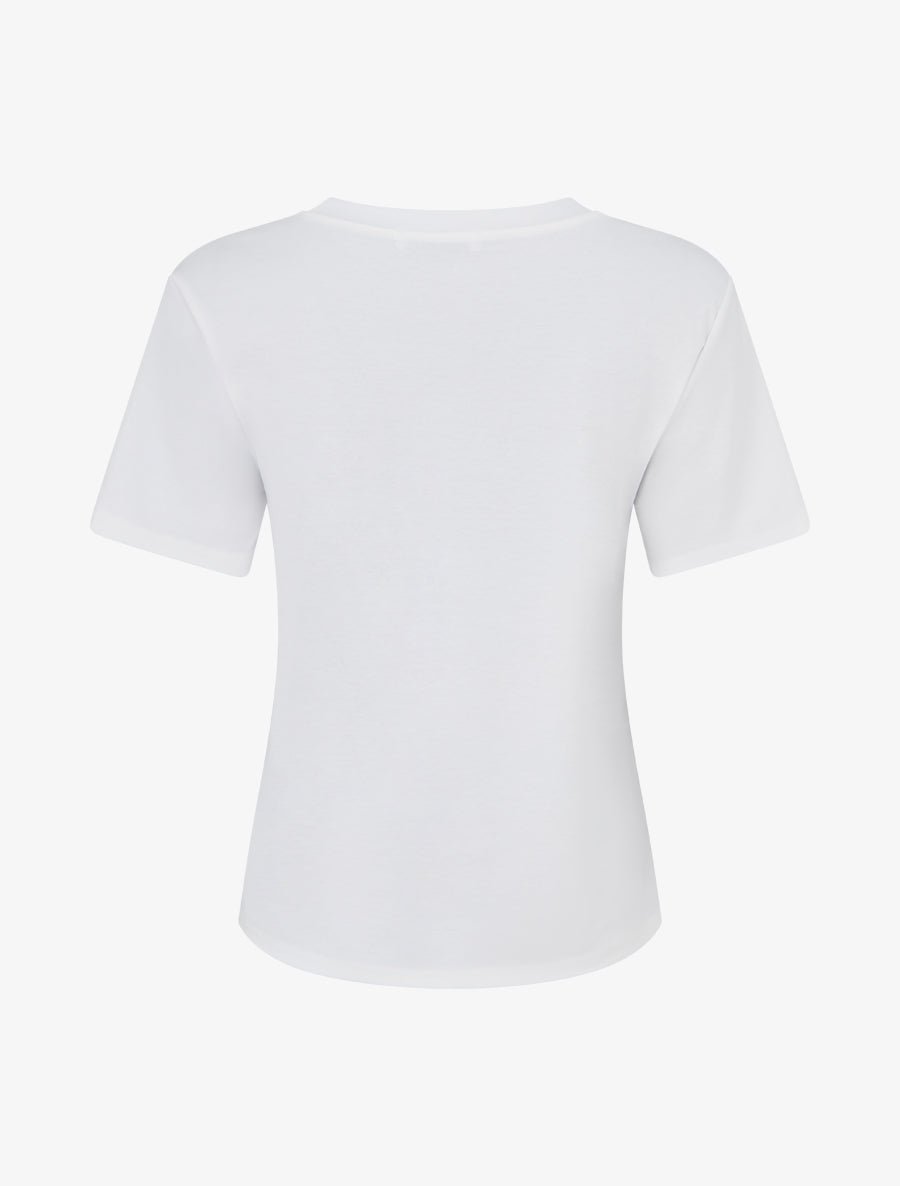 T-shirt uni à broderie feuille - Blanc - 2