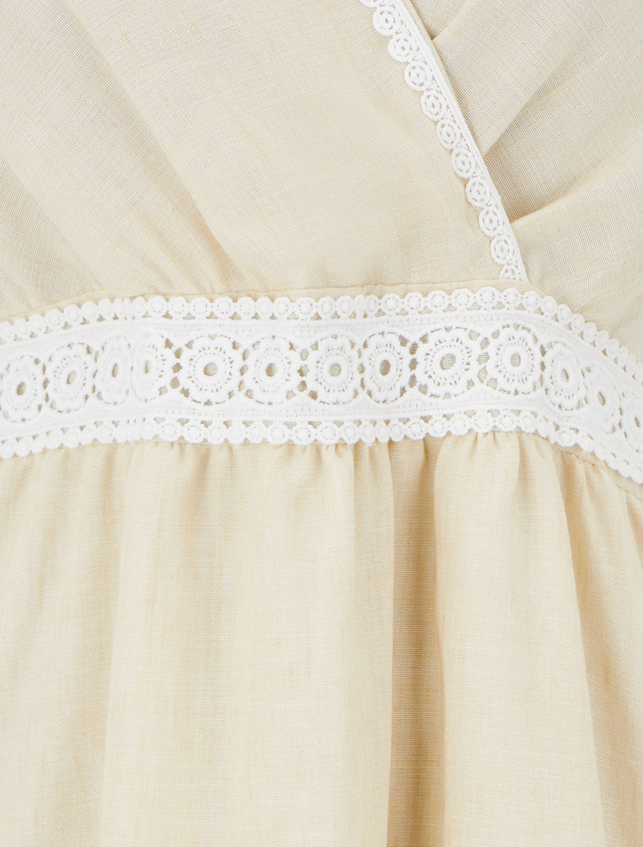 Robe mi-longue à bande brodée - Beige - 3