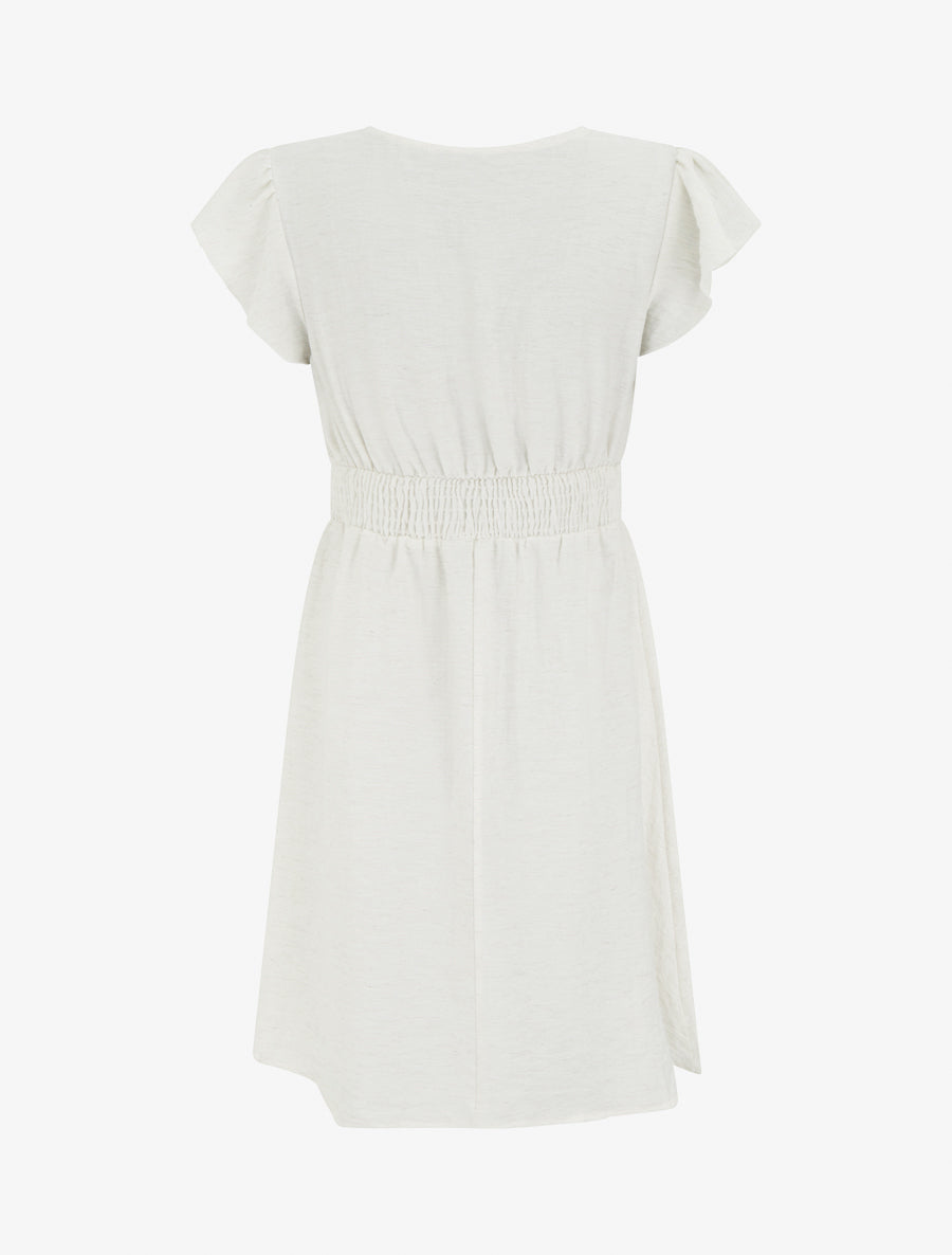 Robe mi-longue élastiquée à buste brodé - Blanc - 2