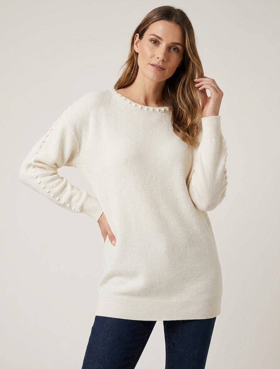 Pull uni à détail texturé - Écru