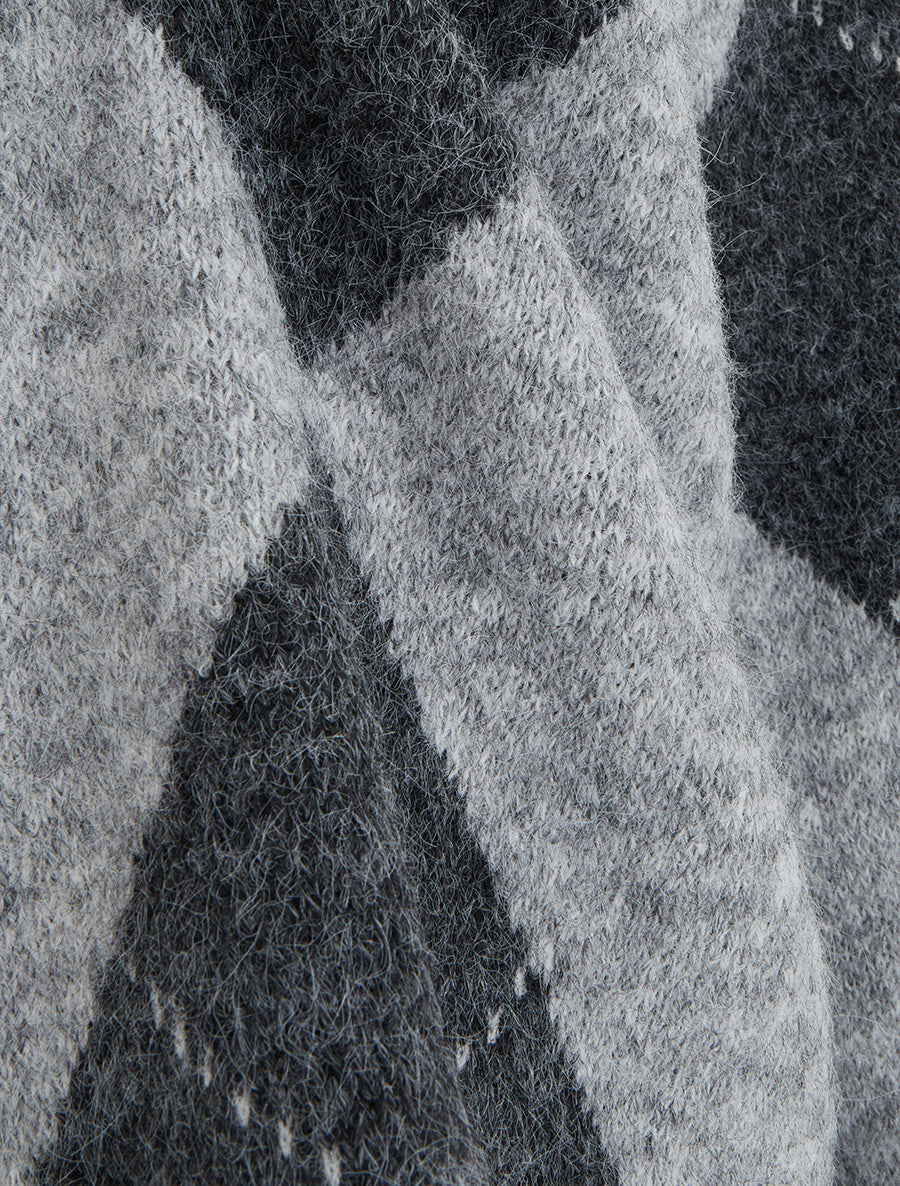 Pull en laine mélangée à motif losanges - Gris - 3