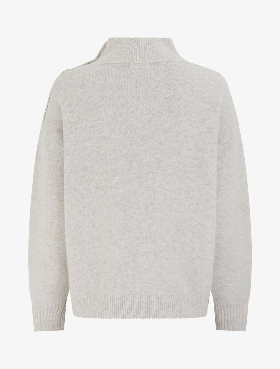 Pull en laine mélangée à boutons fantaisies - Beige - 2