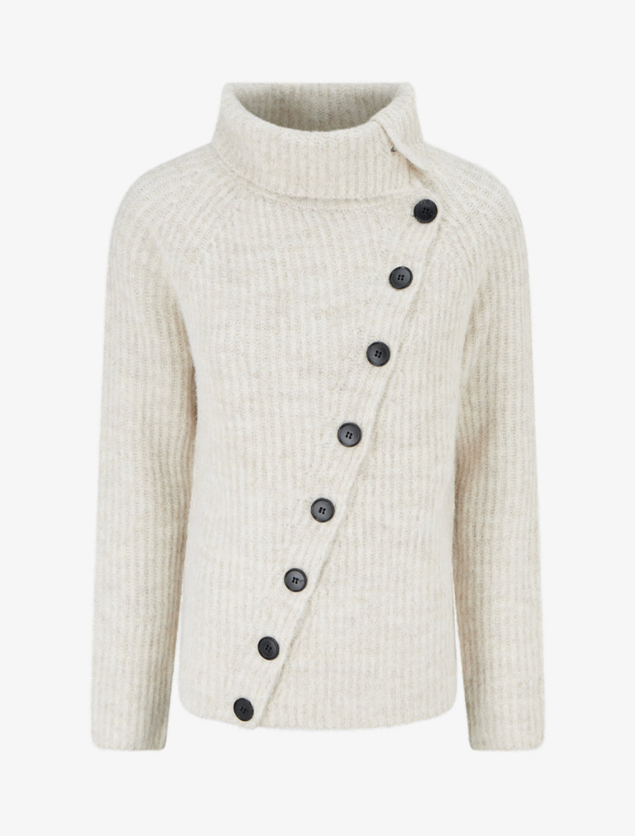 Pull uni à fermeture boutonnée - Beige - 1