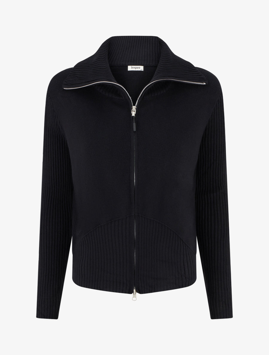 Gilet en maille zippé - Noir - 1