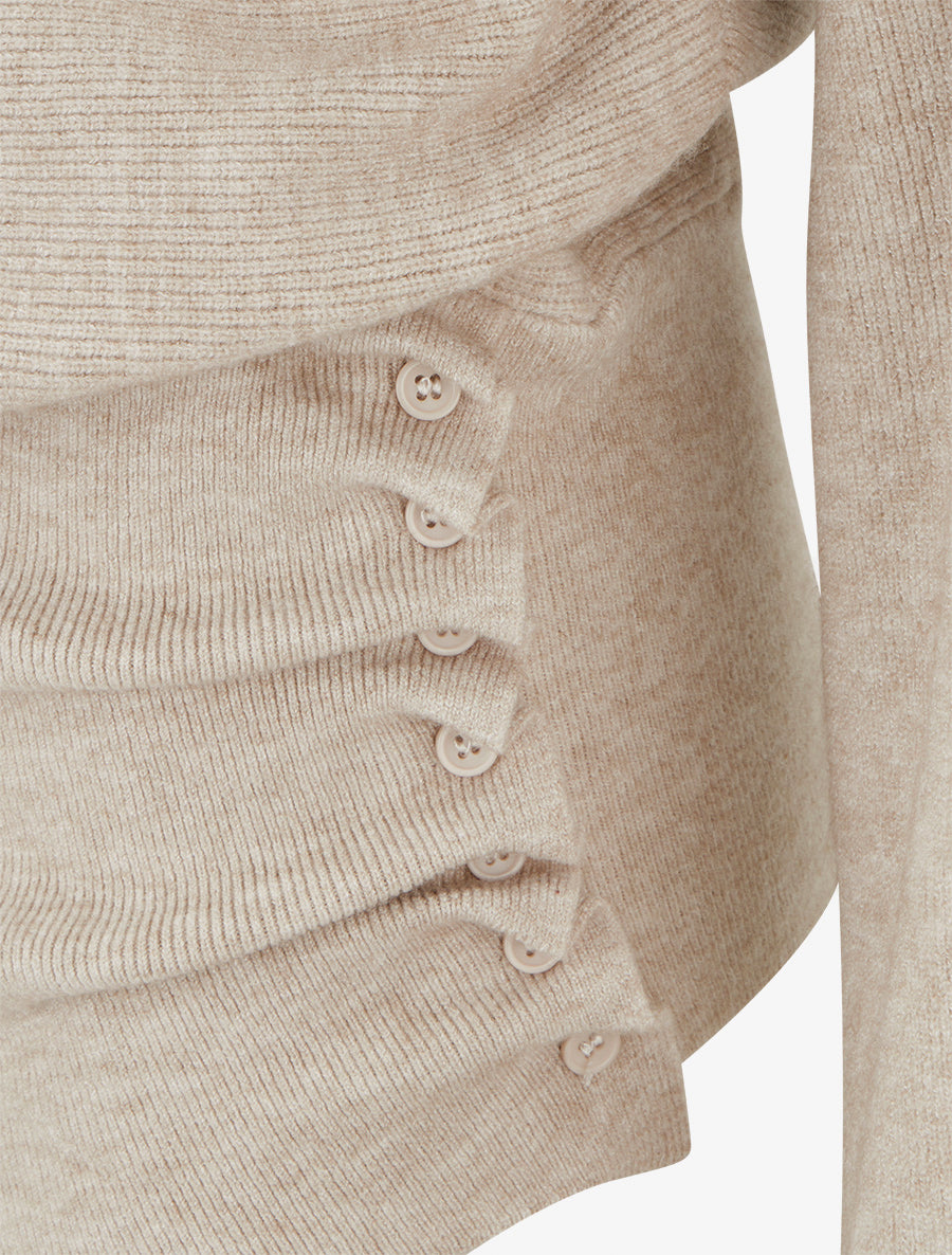Pull côtelé à col bénitier - Taupe - 3