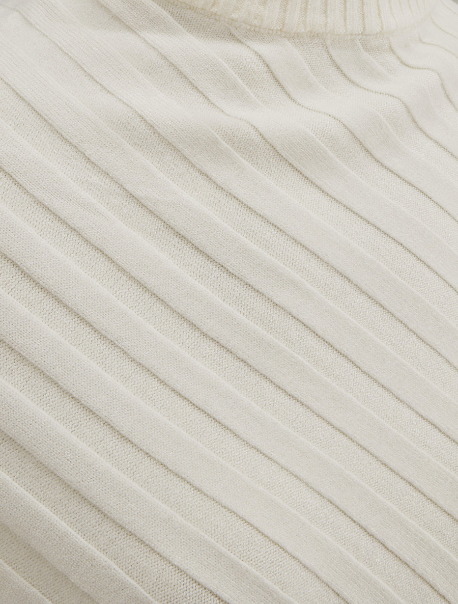 Pull overzise asymétrique à col montant - Crème - 3