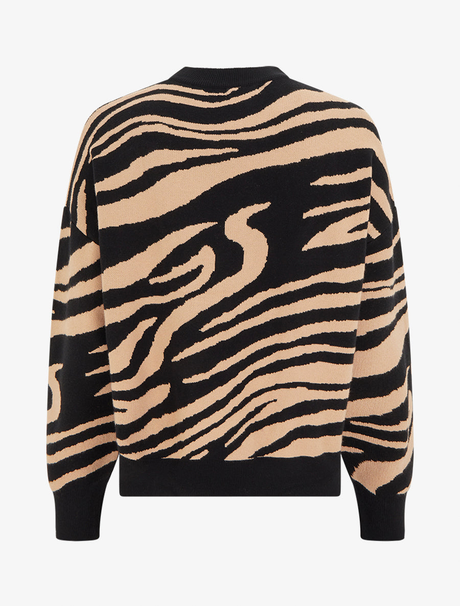 Pull ample imprimé zèbre - Camel - 2