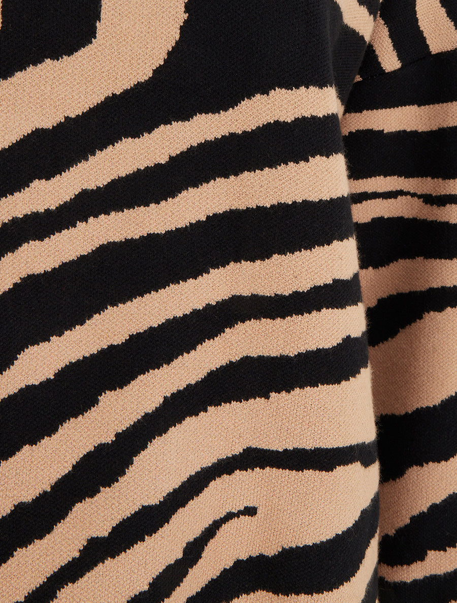 Pull ample imprimé zèbre - Camel - 3
