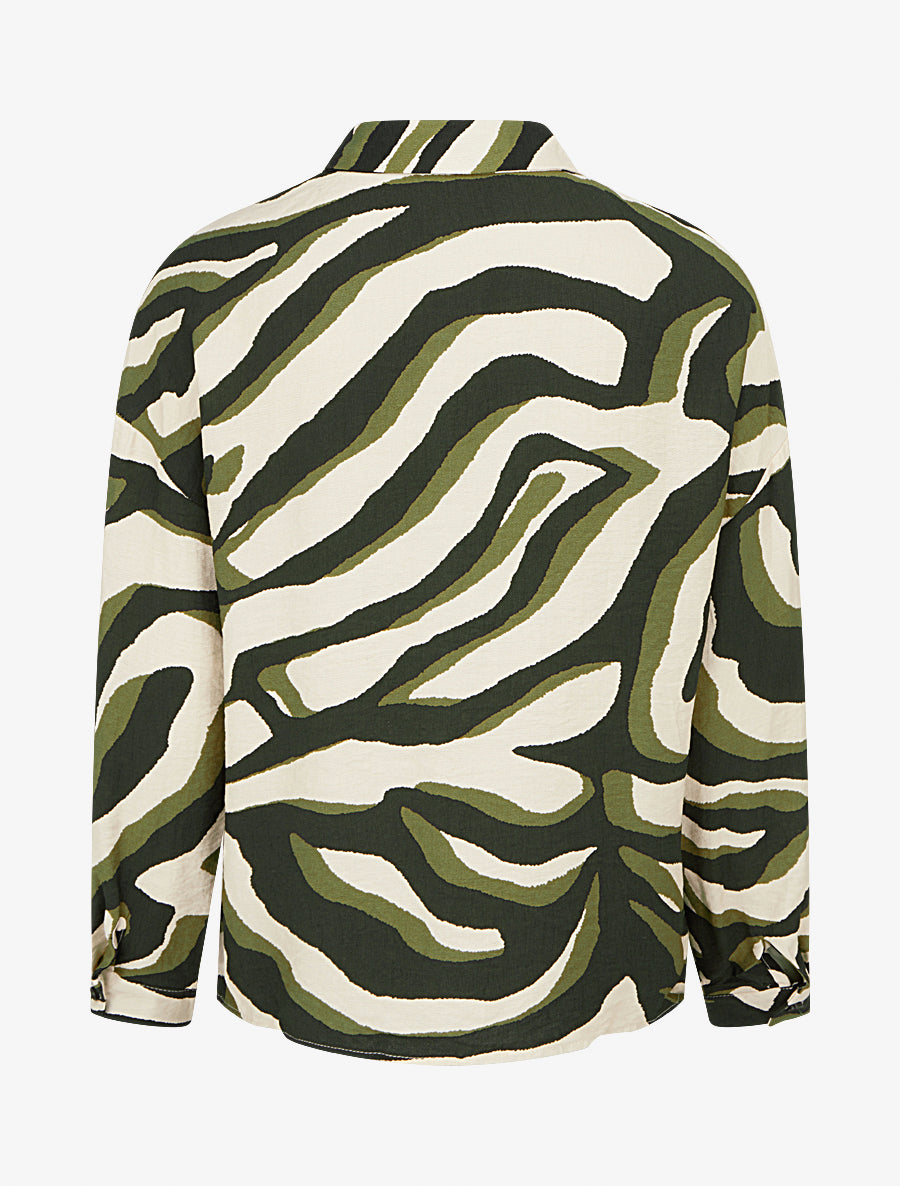 Chemise fluide imprimé tigré - Kaki - 2