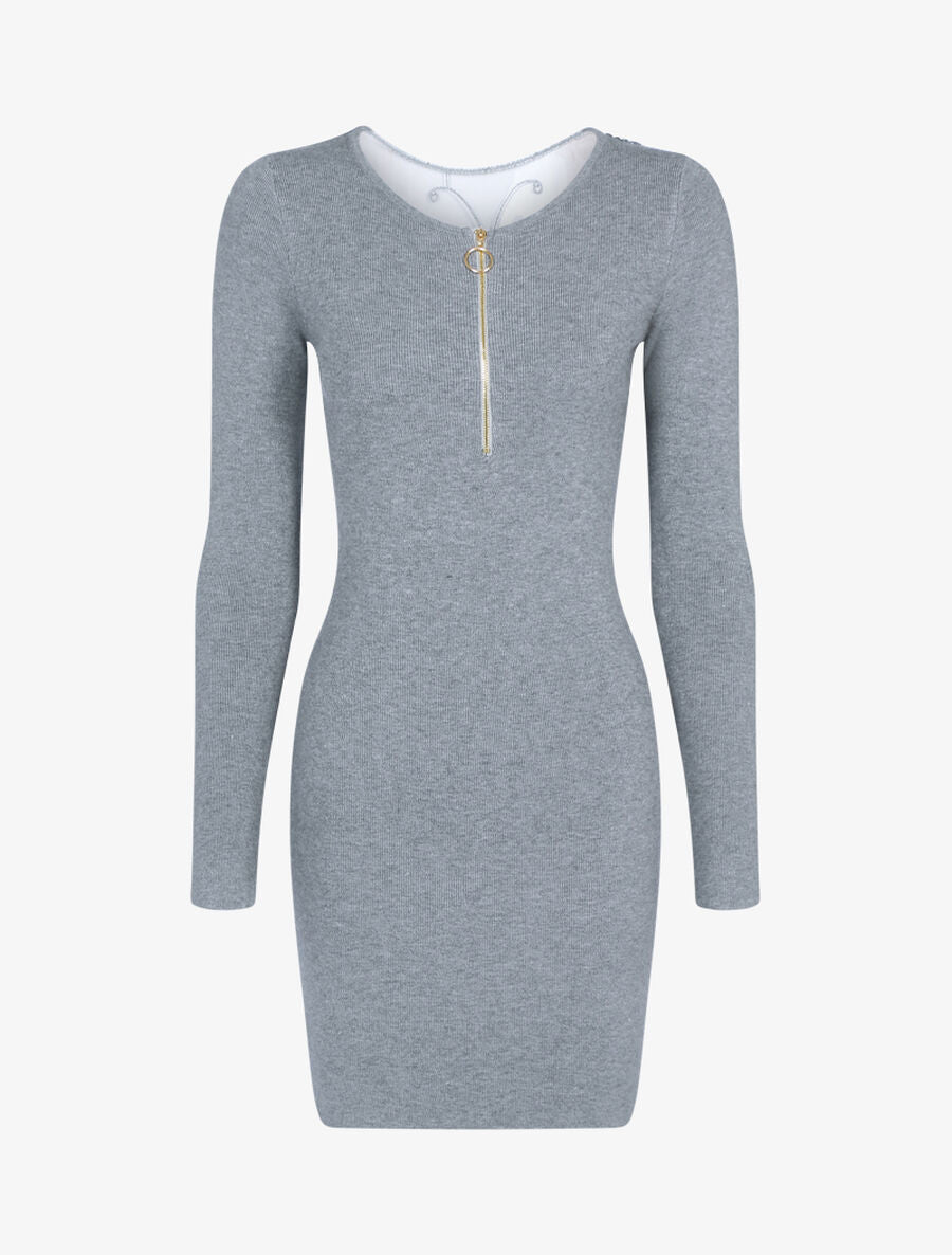 Robe pull à détail papillon - Gris clair - 1