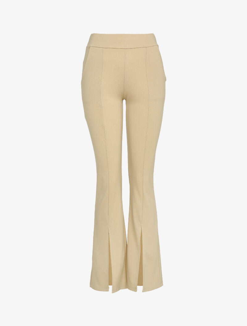 Pantalon flare fendu - Beige - 3