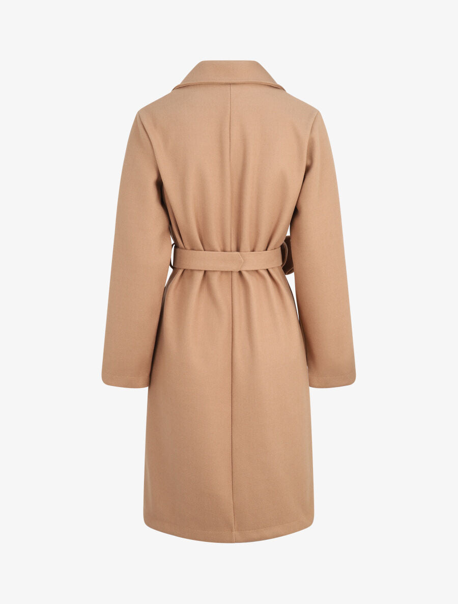 Manteau long à ceinture style banane - Camel - 2