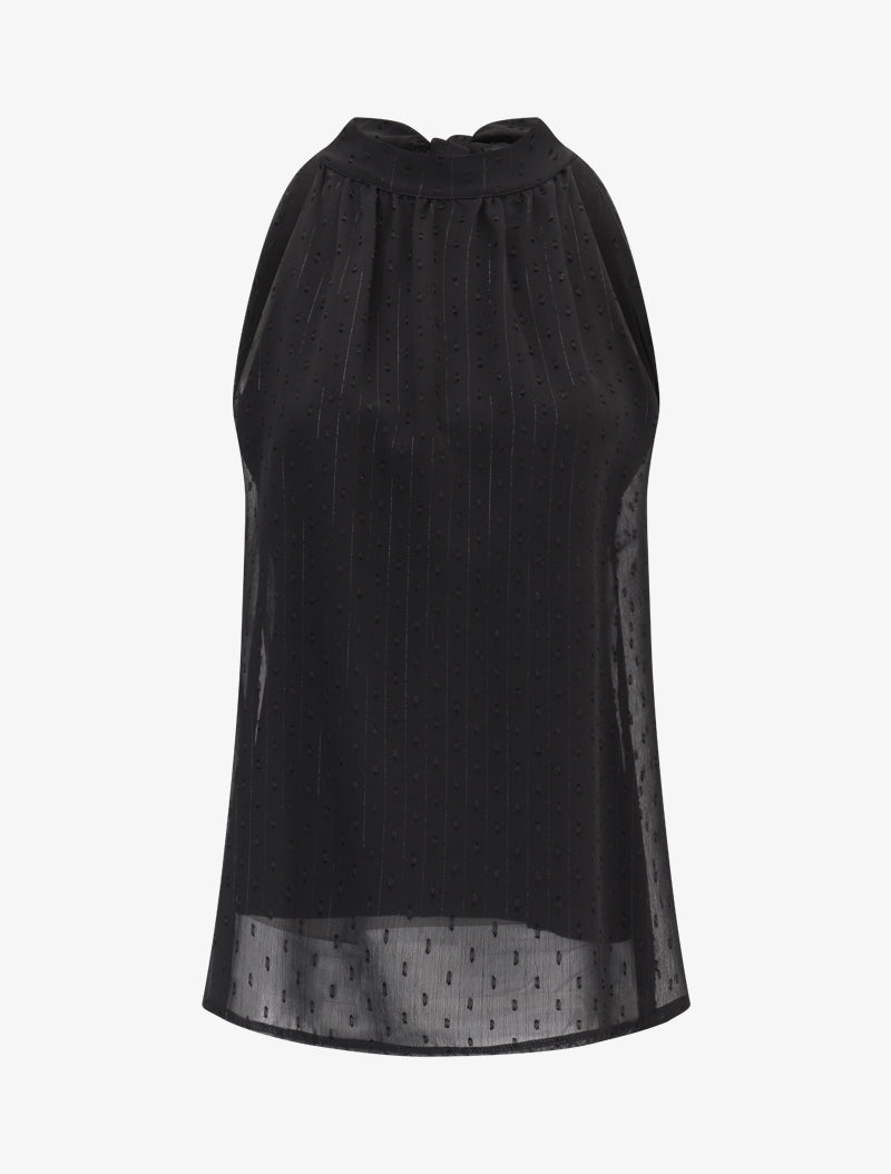 Top en voile à imprimés - Noir - 1