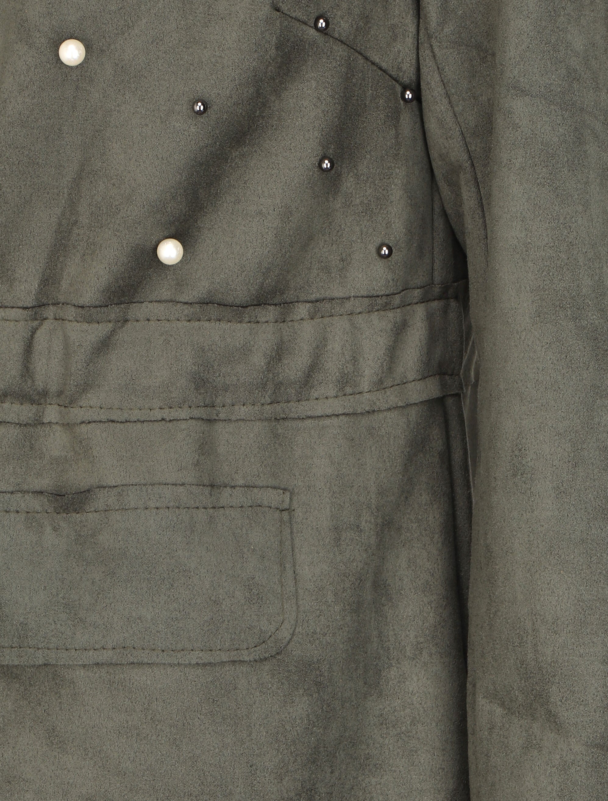 Veste en suédine à perles et liens à nouer - Kaki - 3
