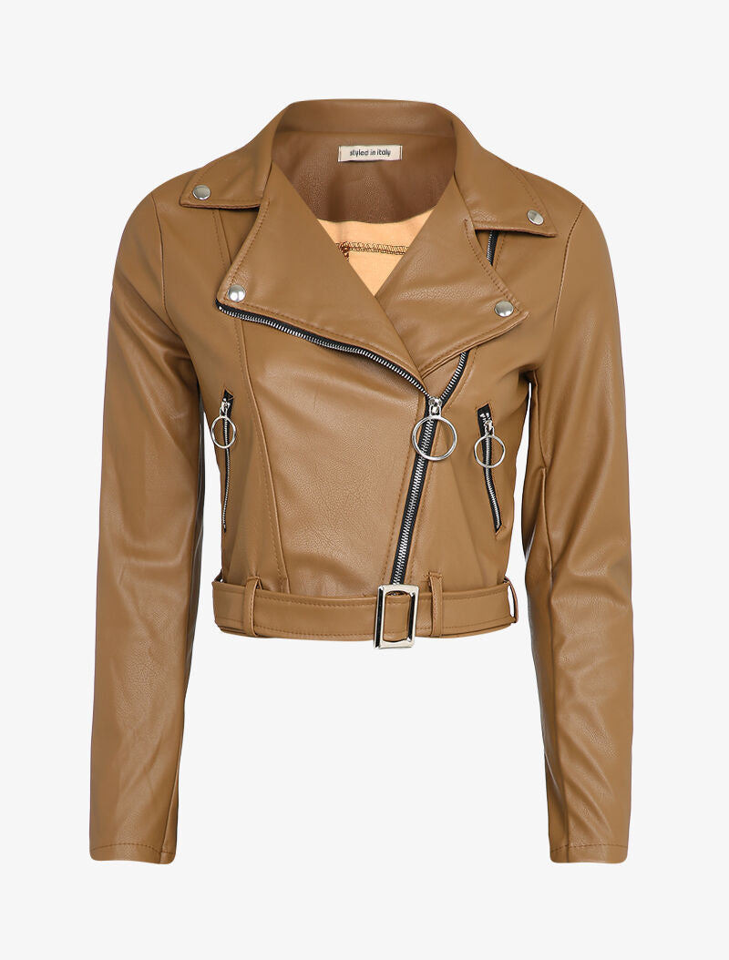 Perfecto court à zips stylisés - Camel - 1